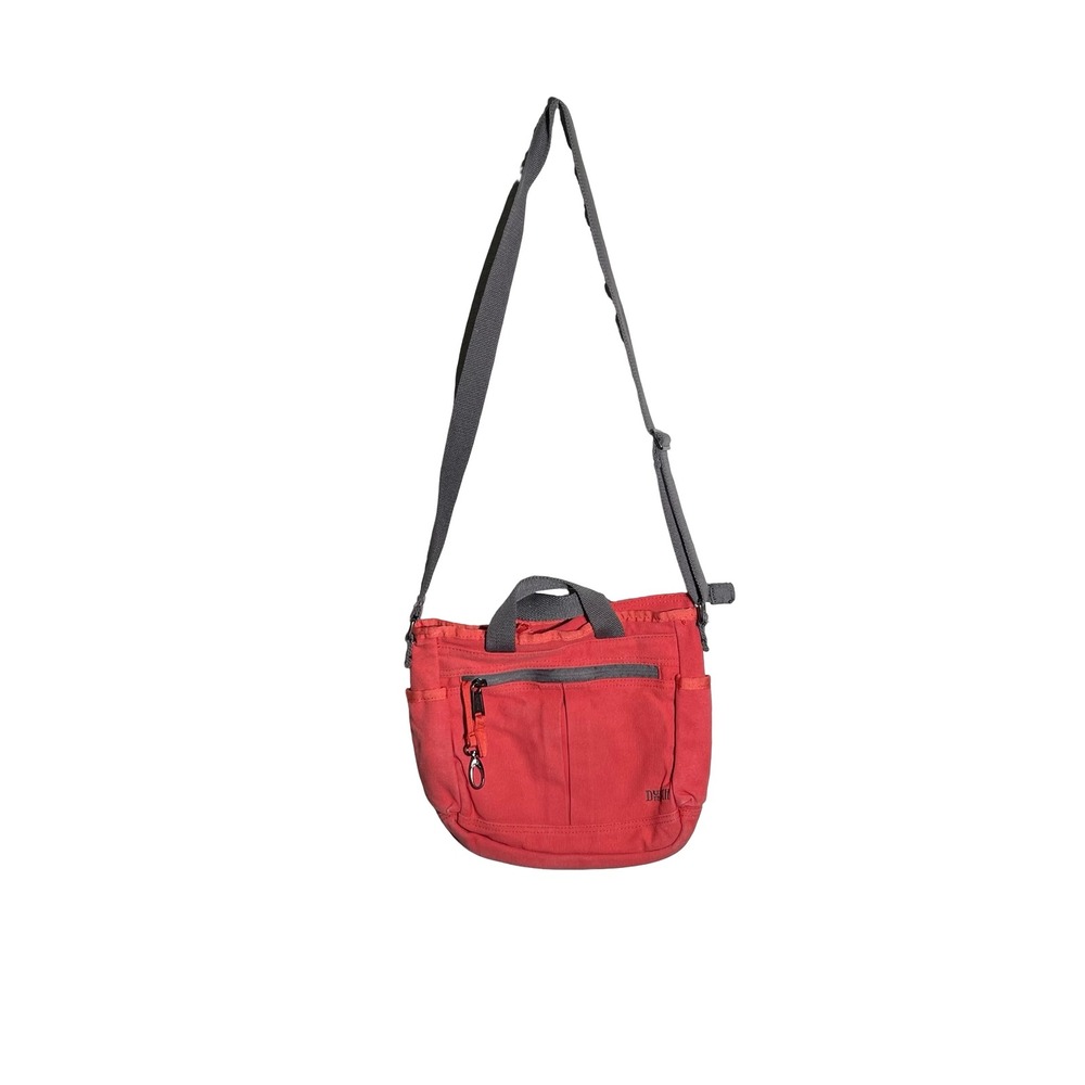 Duluth Trading Co Fire Hose Canvas Crossbody Bag Red Utility Tote Zip Top - Picture 7 of 8